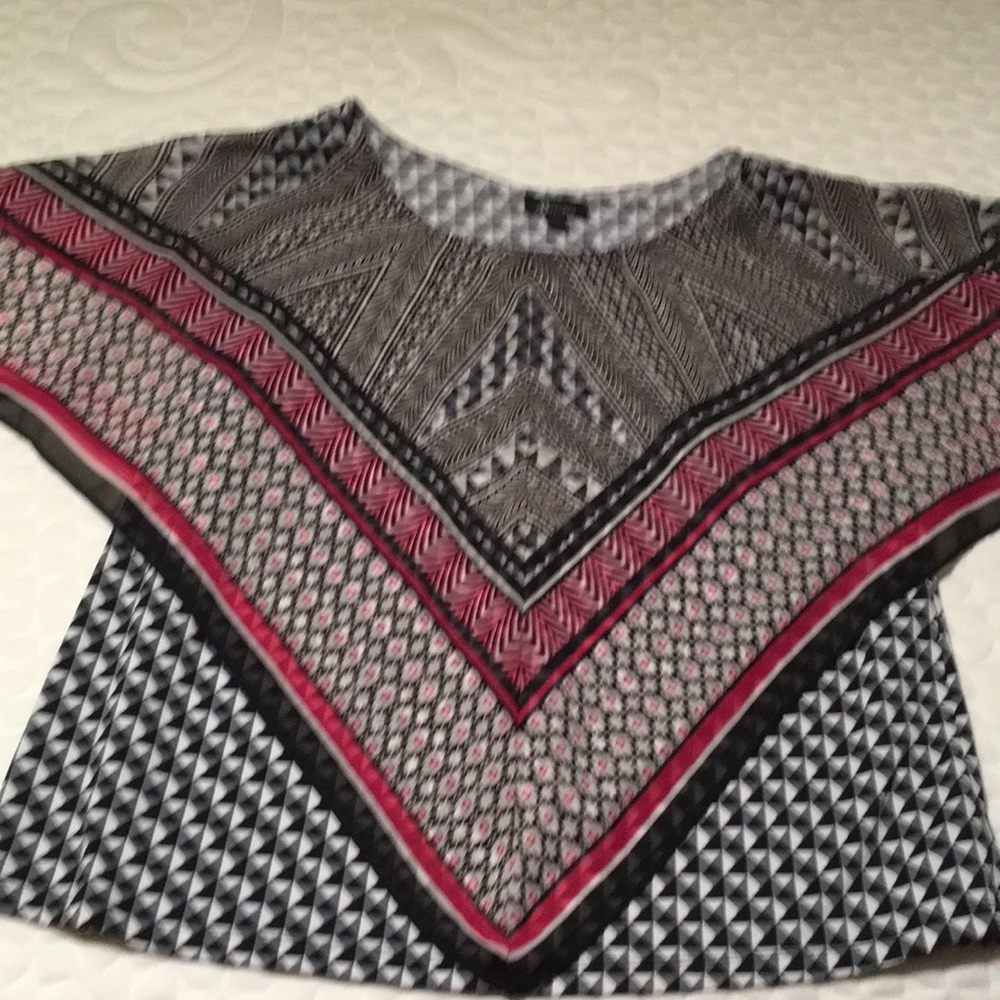 AB Studio blouse. Sleeveless with sheet overlay.
